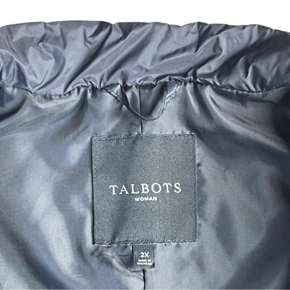 Talbots Long Puffer Vest Jacket 2XL Primaloft Black Pockets Lined Slimming - Picture 9 of 16